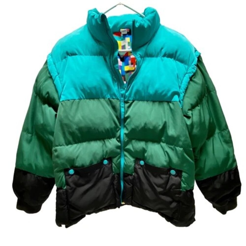 Lego x‎ Target Collection Puffer Jacket Convertible Vest Youth XL Green Stripe